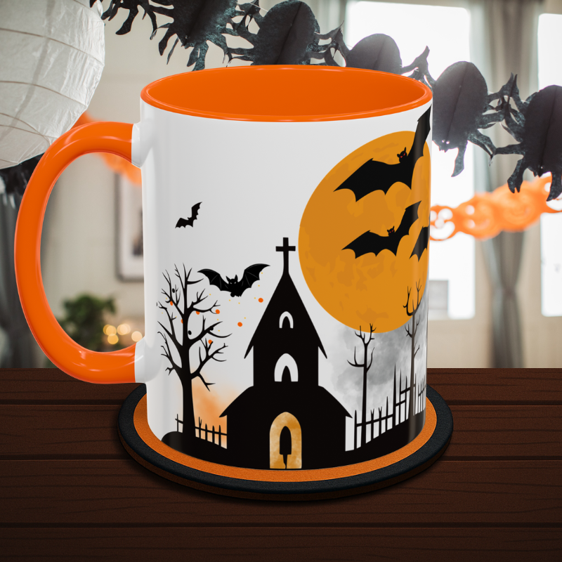 Spooky Haunted House - Colorful Halloween Mug