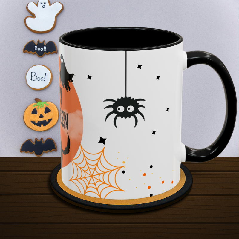 Black Cat - Ghouls, Spiders and Bats - Halloween Mug