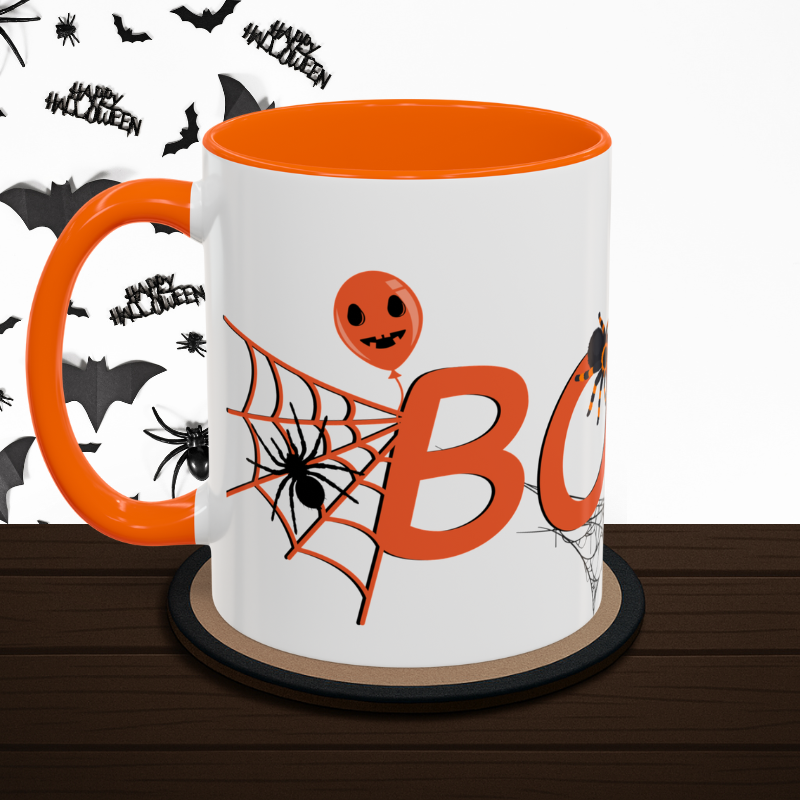 BOO, Cobwebs and Spiders -  Halloween Mug