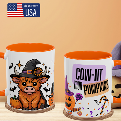 Cownt Your Pumpkins - Funny Halloween Mug