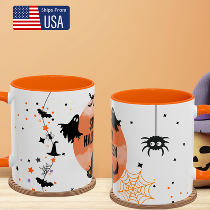 Black Cat - Ghouls, Spiders and Bats - Halloween Mug