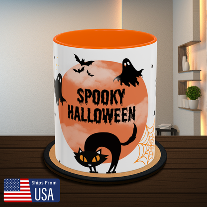 Black Cat - Ghouls, Spiders and Bats - Halloween Mug