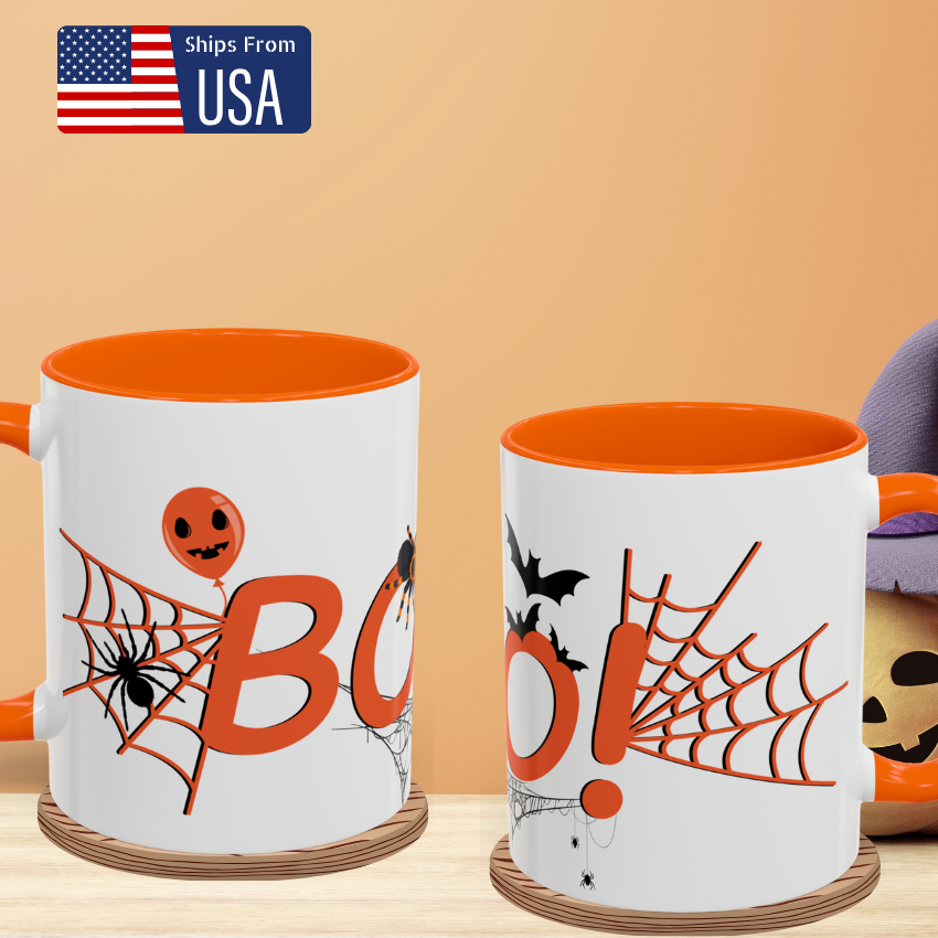 BOO, Cobwebs and Spiders -  Halloween Mug