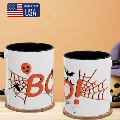 BOO, Cobwebs and Spiders -  Halloween Mug