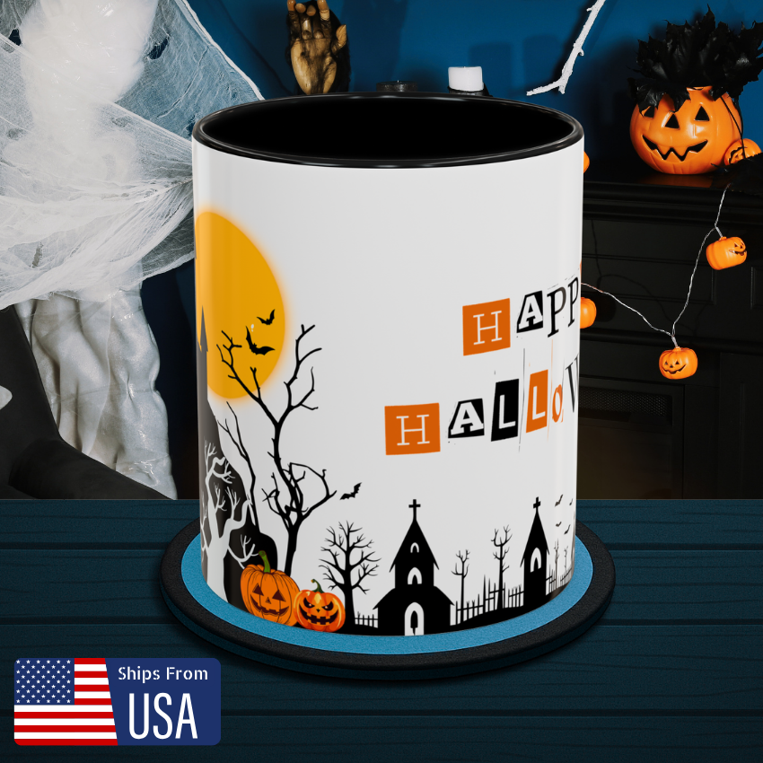 Abandoned Church & Full Moon - Halloween Accent Coffee Mug